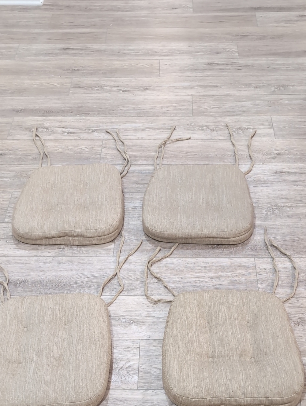 Neutral Beige Tie-On Seat Cushions - Set of 4